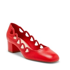 Cinq à Sept Red Heart Martine Block Heel Pump Size 10.5